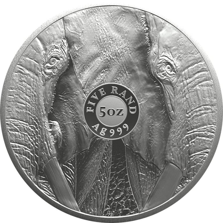 Back of the Silver Elephant 5 oz - Big Five Series II - 2024
