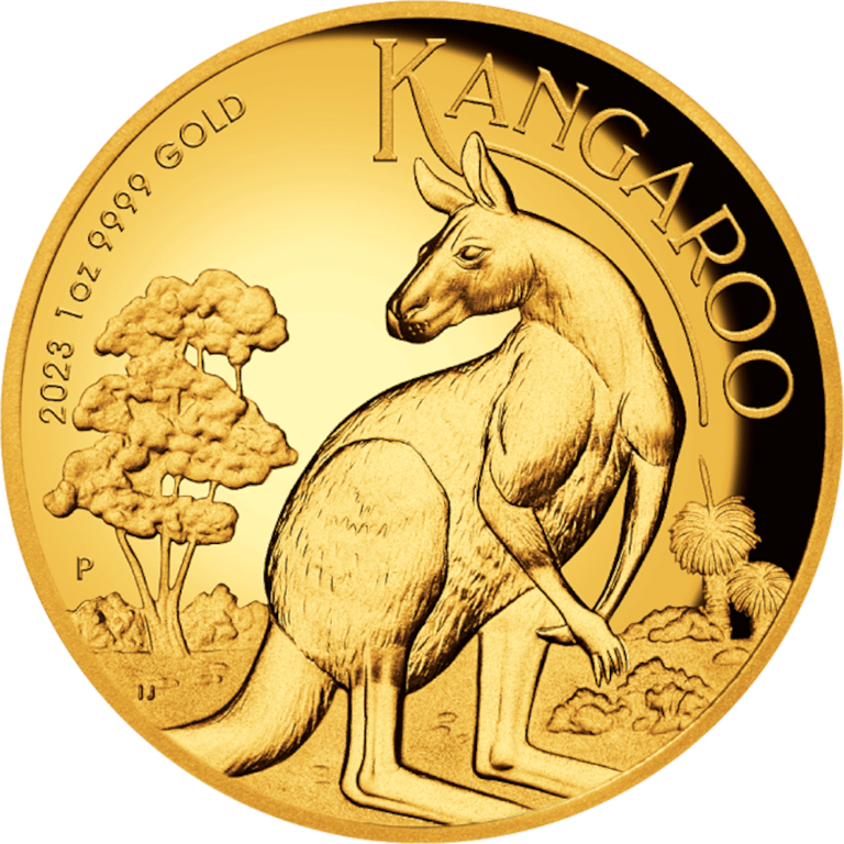 Front of the Gold Kangaroo 1 oz PF - High Relief 2023