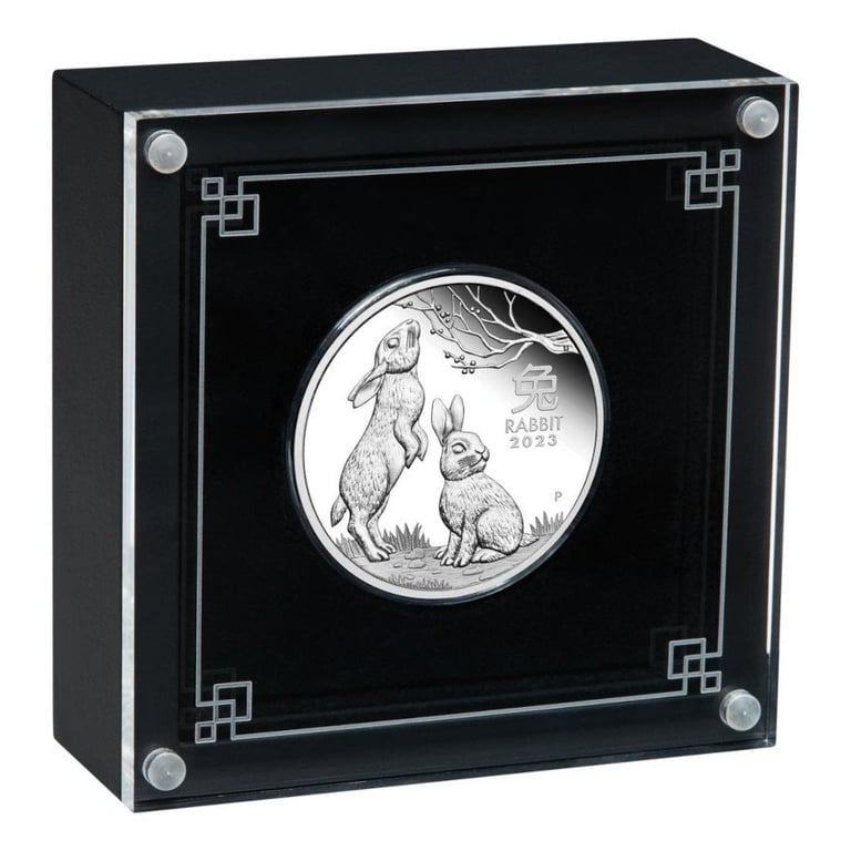 Silver Lunar III 1 oz Rabbit PF - Perth Mint 2023 in the original coin case