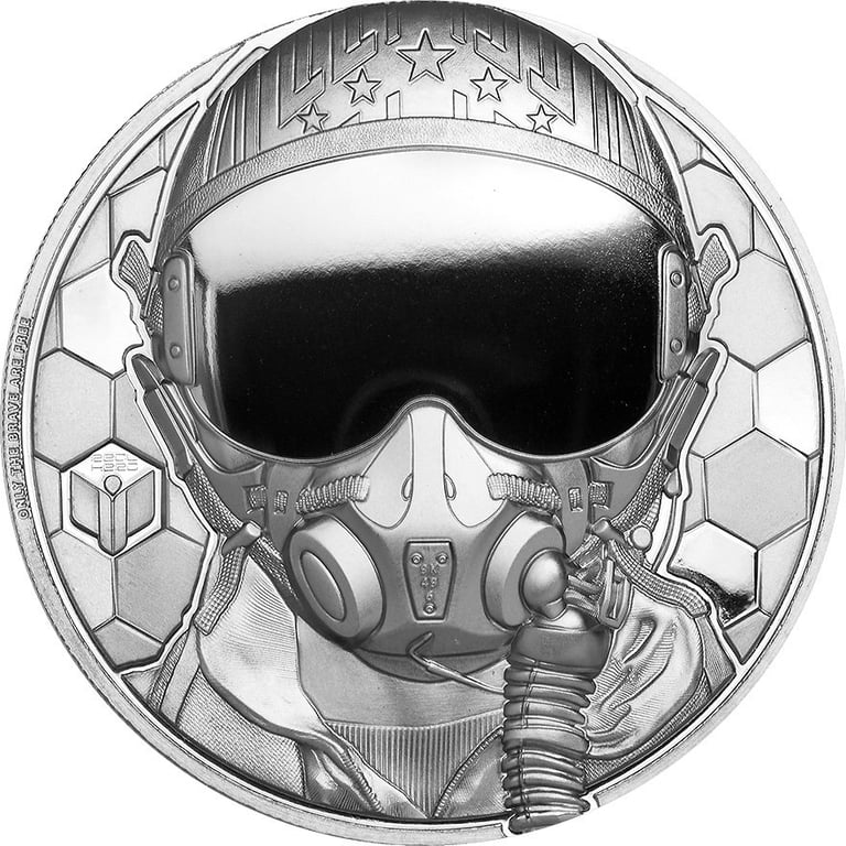 Front of the Platinum Real Heroes - Fighter Pilot 1 oz