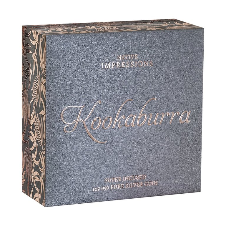 Box of the Silber Kookaburra 1 oz Roségold-Veredelung - Super Incused 2025
