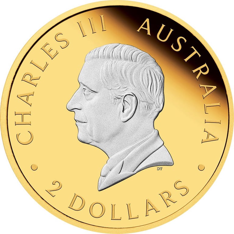 Back of the Silver Kangaroo 2 oz PF - Partially Gold-Plated 2025