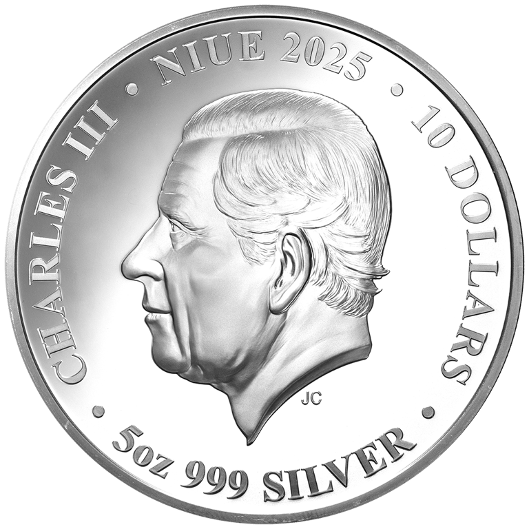 Back of the Silver Year of the Snake - 5 oz Black Proof - Part gold plated 2025
