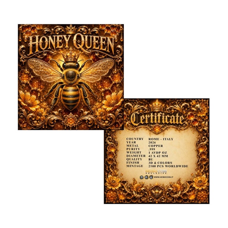 COA of Copper Honey Queen - Antique Finish in capsule