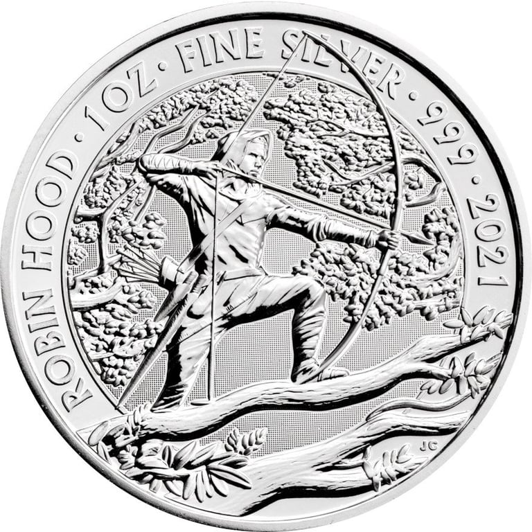 Front of the Silver Myths and Legends - Robin Hood - 1 oz - 2021