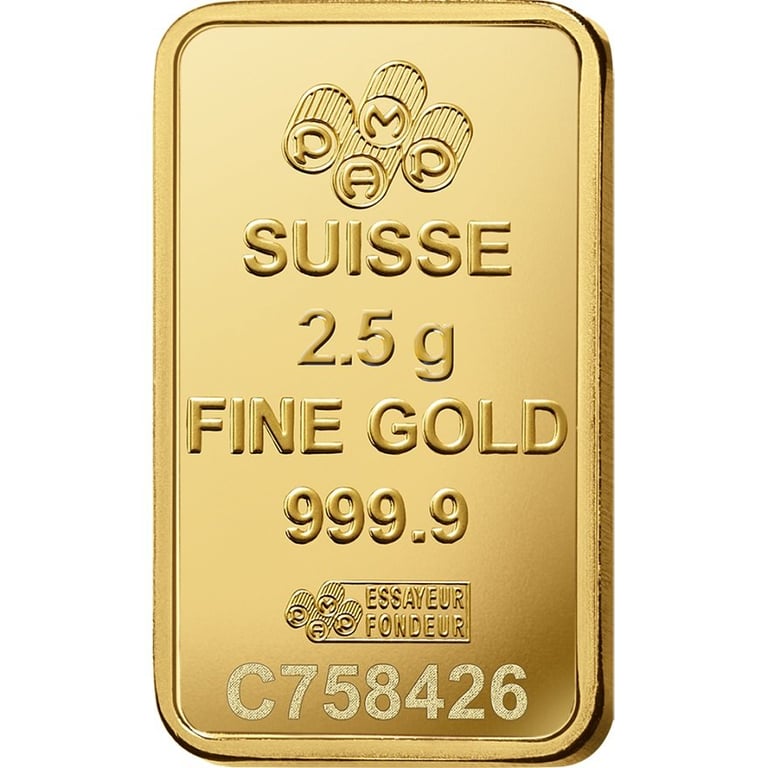Back of the Gold bar 2.5 g ""Fortuna"" - PAMP