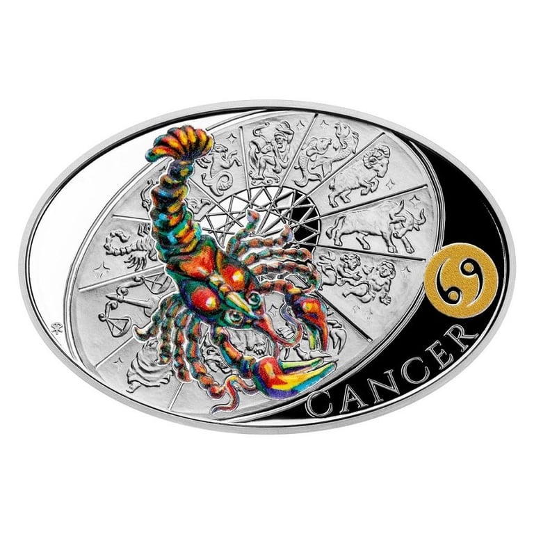 Front of the Silver Zodiac - Cancer 1 oz PP