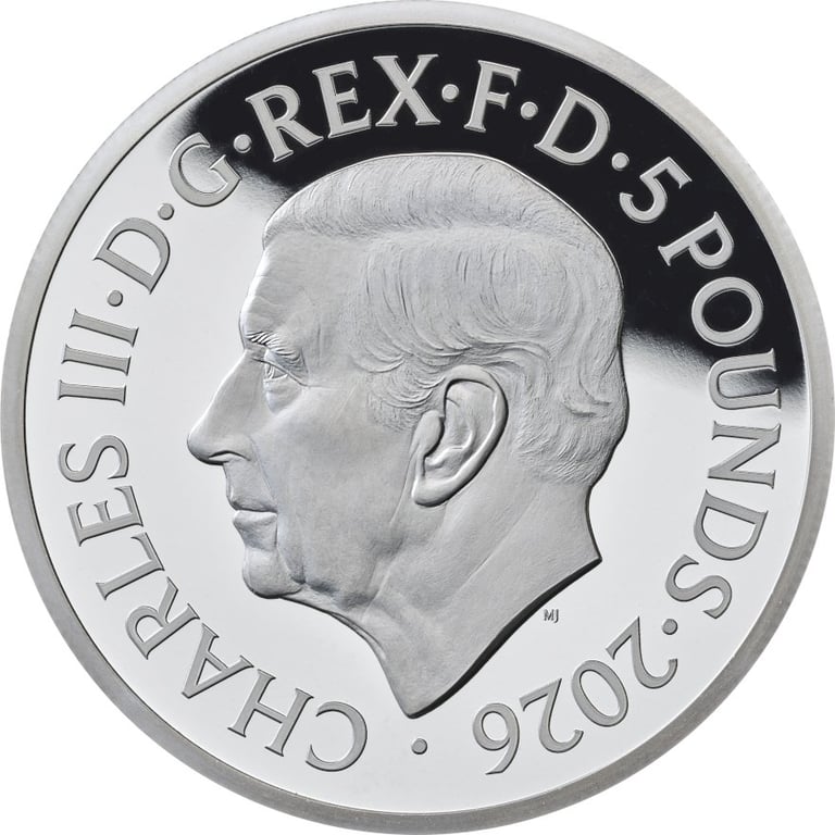 Side view of Silver Britannia Proof 2 oz - 2026