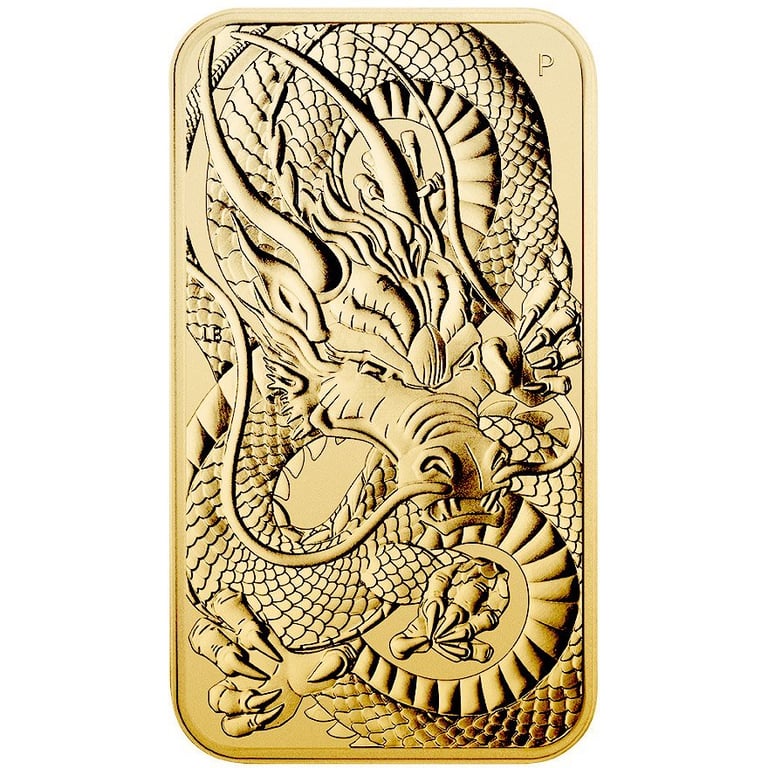 Front of the Gold Dragon Rectangle 1 oz - 2021