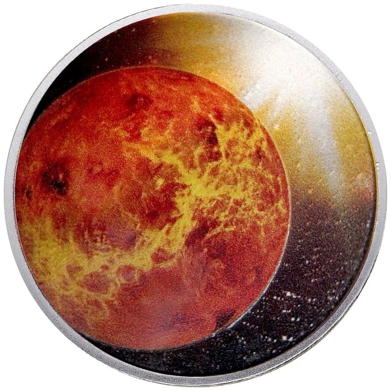 Front of the Silver 1 oz ""Solar System"" 3rd - Venus PF - domed coin 2021