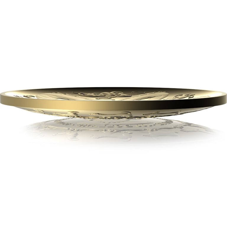 Side view of the Gold Lunar Dragon 1 oz PF domed coin - RAM 2024