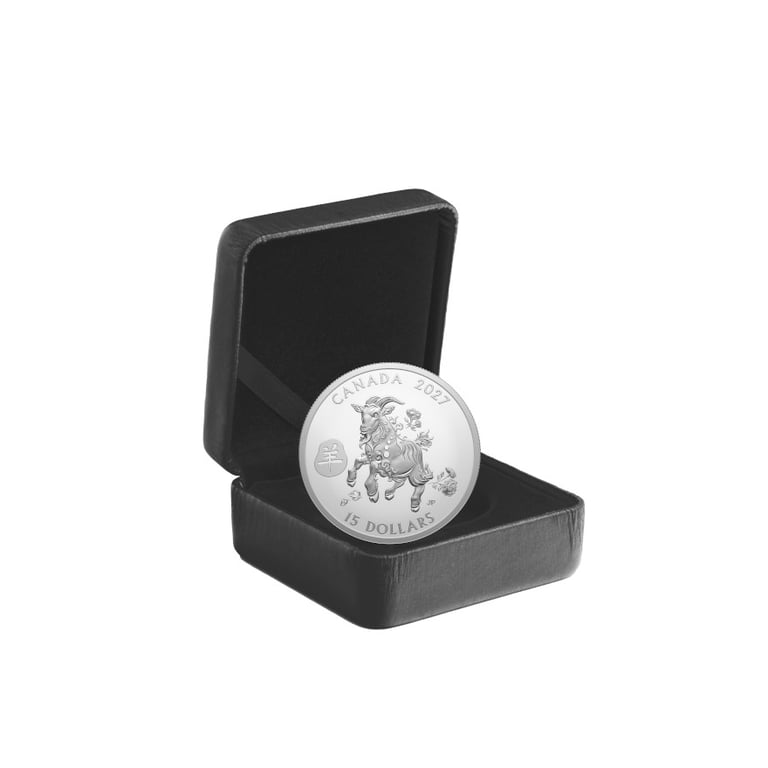 Coin case of Silver Lunar Goat 1 oz PF - Royal Canadian Mint 2027