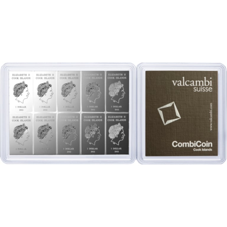 Front of Silver CombiCoin 10 x 10 g - Valcambi