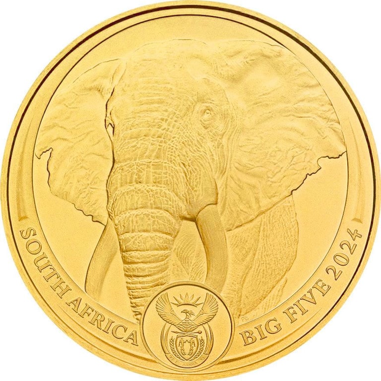 Front of the Gold Elephant 1 oz - Big Five 2024