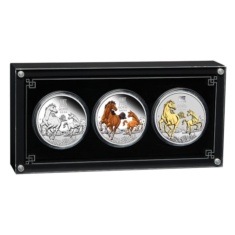 Coins in Coin Case of the Silver Lunar III Trio PF - Horse 2026