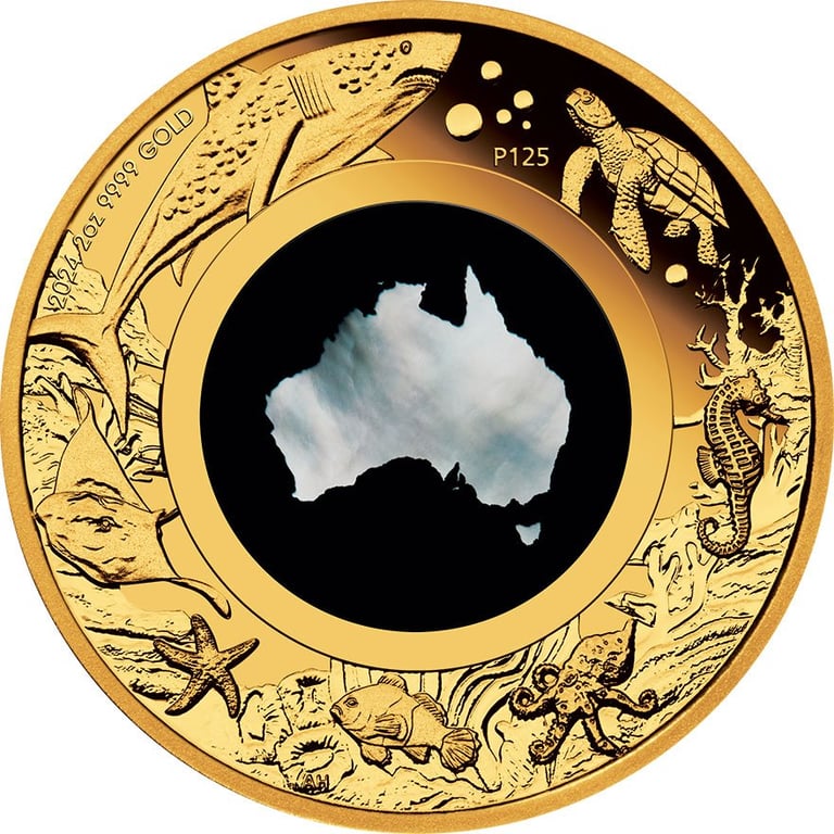 Front of the Gold Great Southern Land 2 oz - Mother of Pearl PF