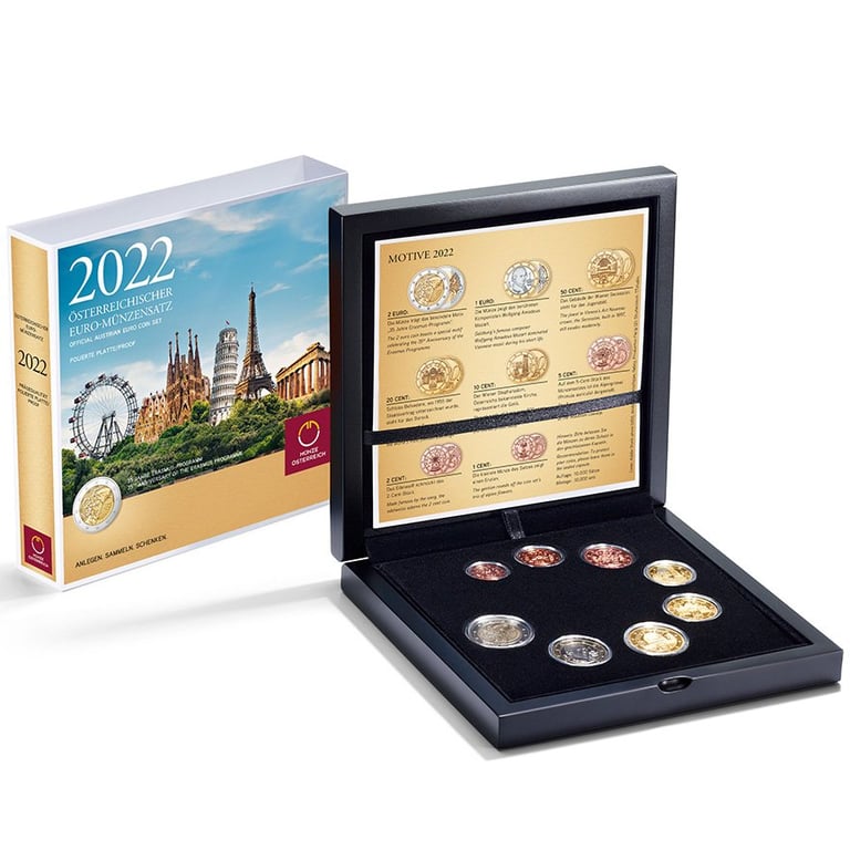 Front of the Copper Euro-Coin-Set PF AUT - 2022