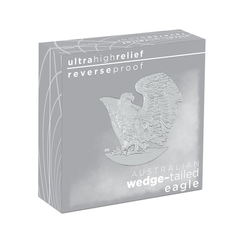 Original coin case of the Silver Wedge Tailed Eagle 5 oz RP - High Relief 2025