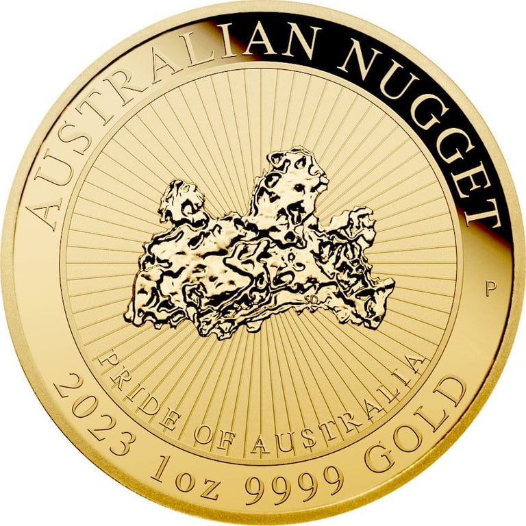 Front of the Gold Australian Nugget 1 oz - Pride of Australia 2023