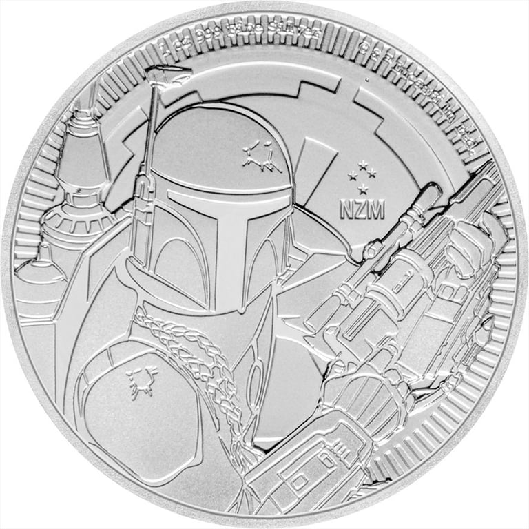 Front of the Silver STAR WARS 1 oz - Boba Fett