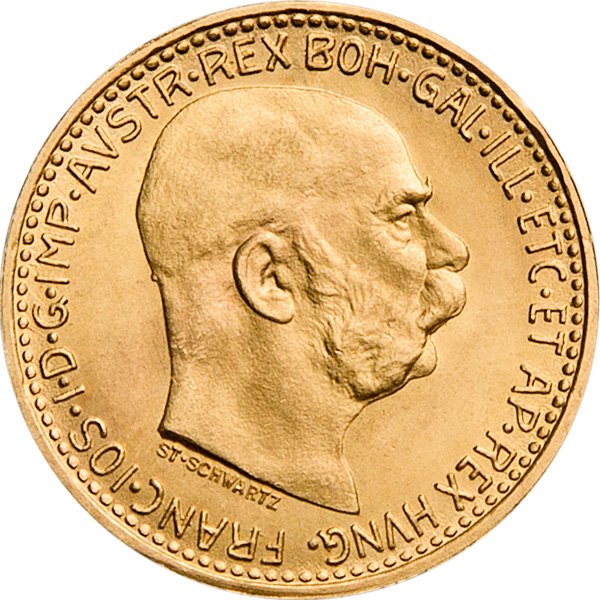 Front of the Gold 10 Kronen