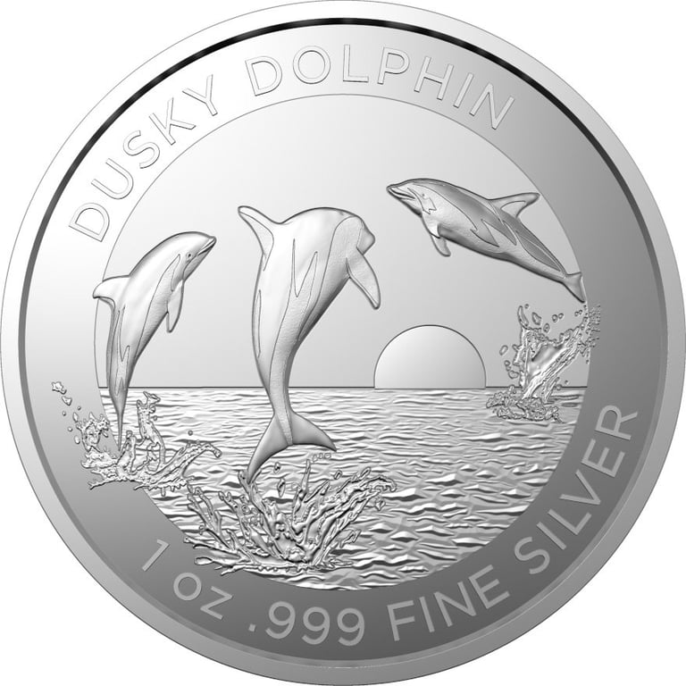 Front of the Silber Dusky Dolphin 1 oz - RAM 2022