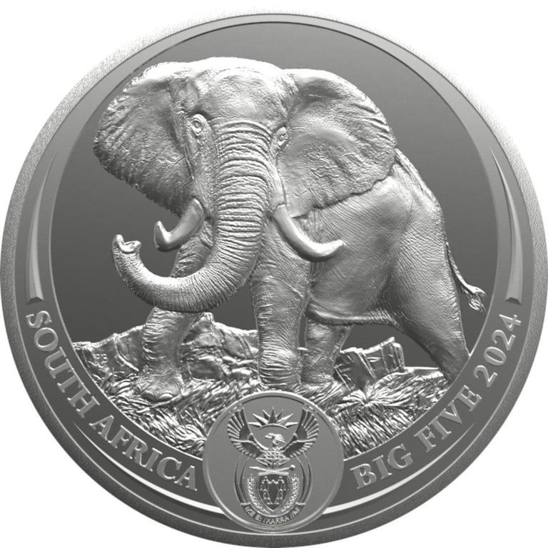 Front of the Silver Elephant 1 oz - Big Five Series III - 2024