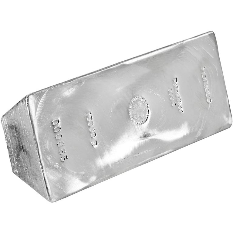 Side view of the Silver bar 15000 g diverse - LBMA-certified manufacturer