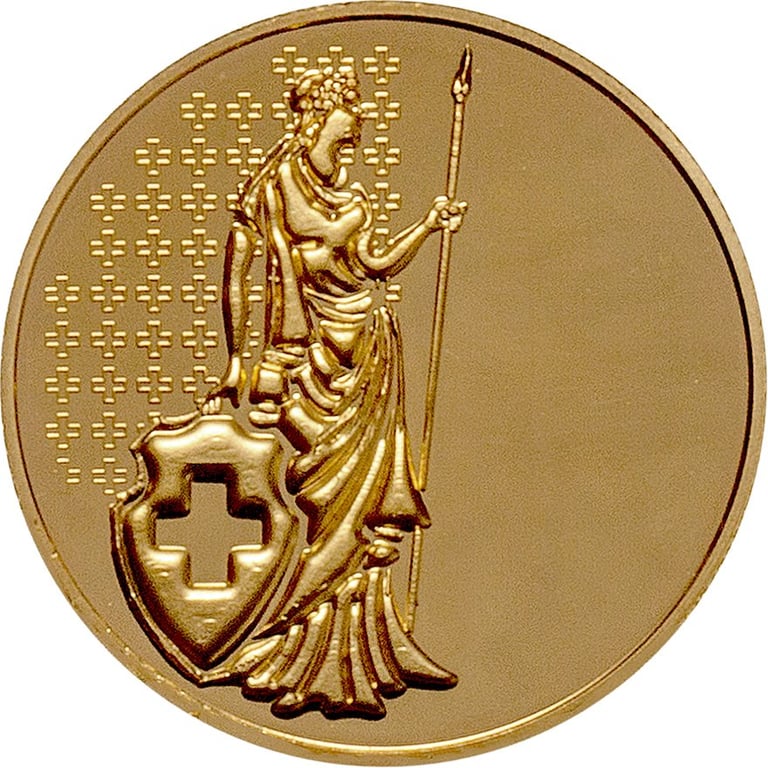 Front of the Gold Helvetia 1 oz 