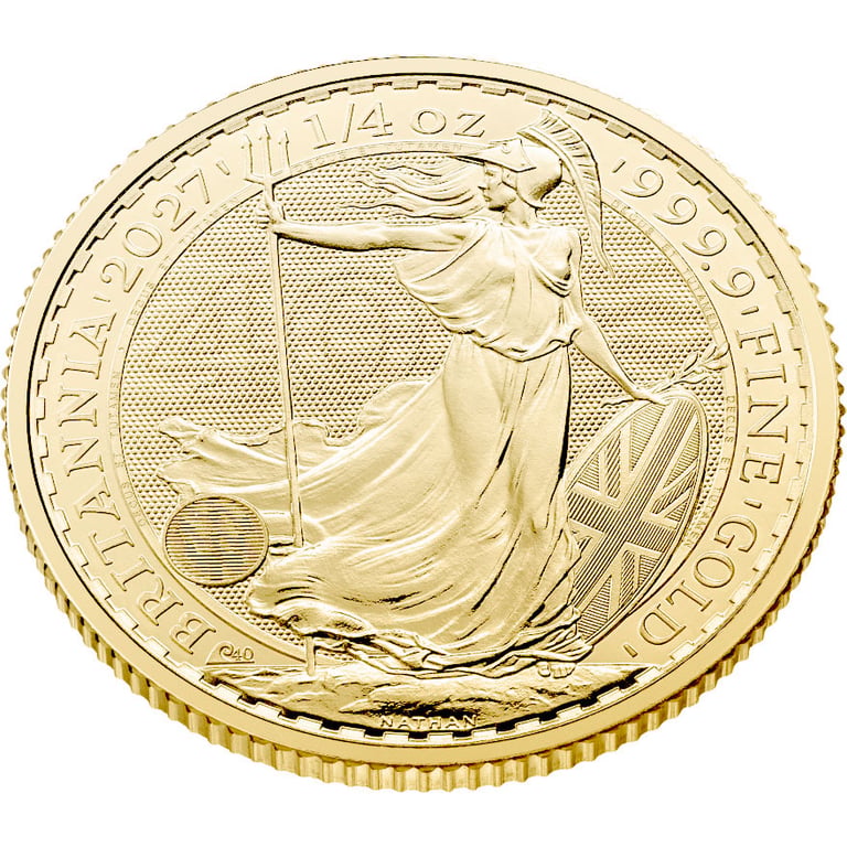 Side view of Gold Britannia 1/4 oz - 2027