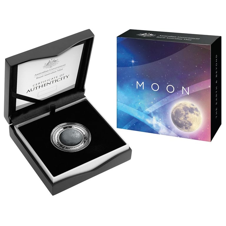 Silver coin Earth and Beyond - The Moon PF - 1 oz - 2019 in the original coin case