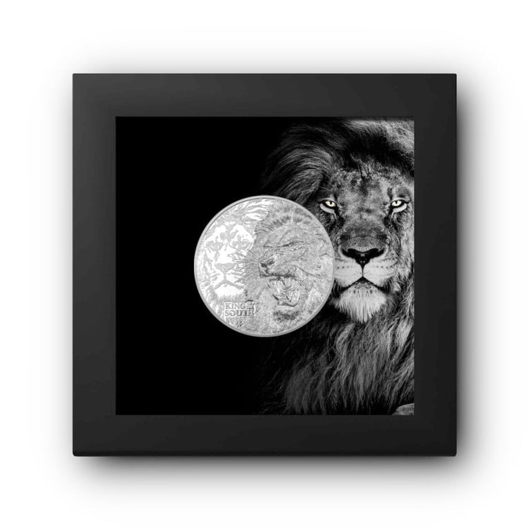 Silver King of the South - Lion 1 oz PF - Ultra High Relief in the original coin case