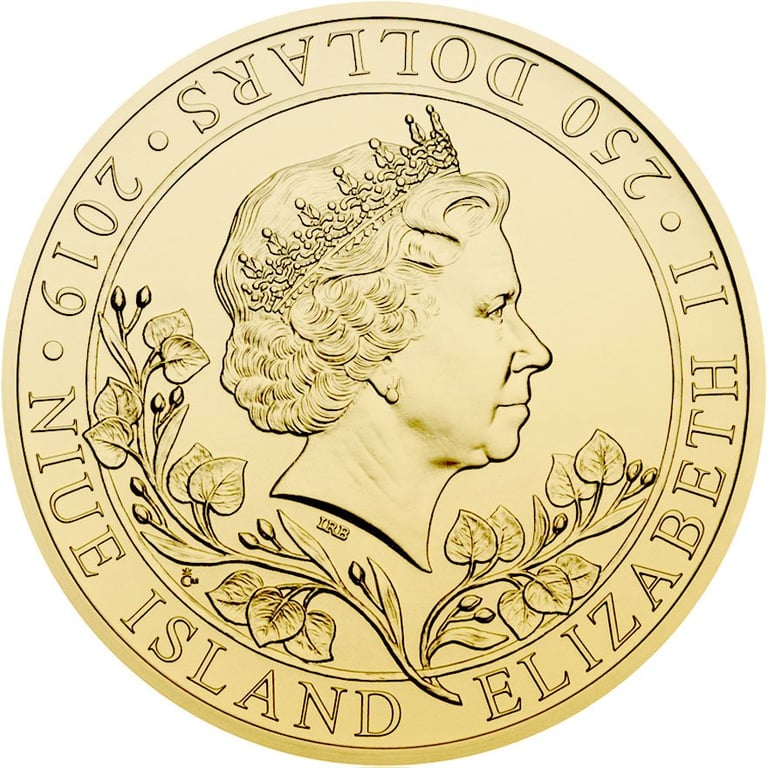 Back of the Gold Czech Lion 5 oz - 2019