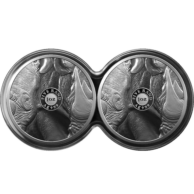 Back of the Silver Rhino Big Five Series l - 2 x 1 oz PP Set Double Capsule - 2020