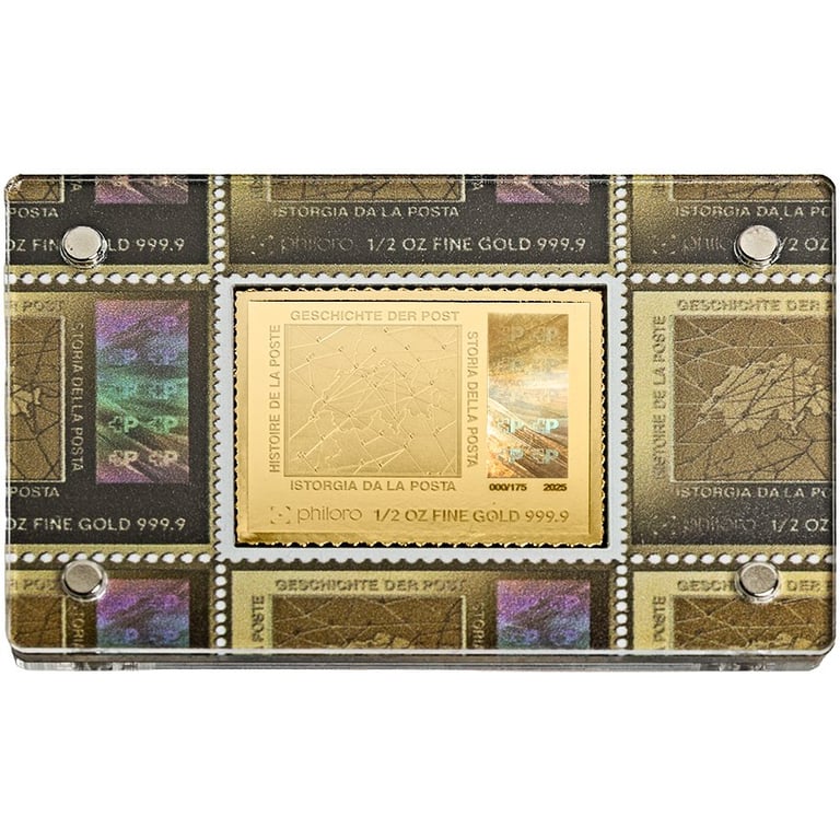 Back of the  GOLDENE BRIEFMARKE - Geschichte der Schweizerischen Post