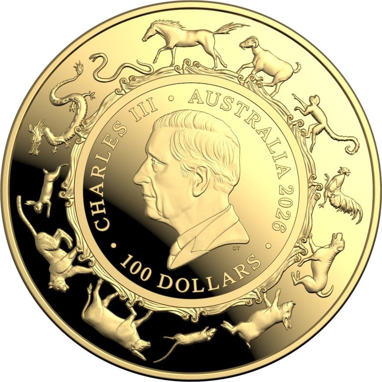 Back of the Gold Lunar Horse 1 oz PF domed coin - RAM 2026