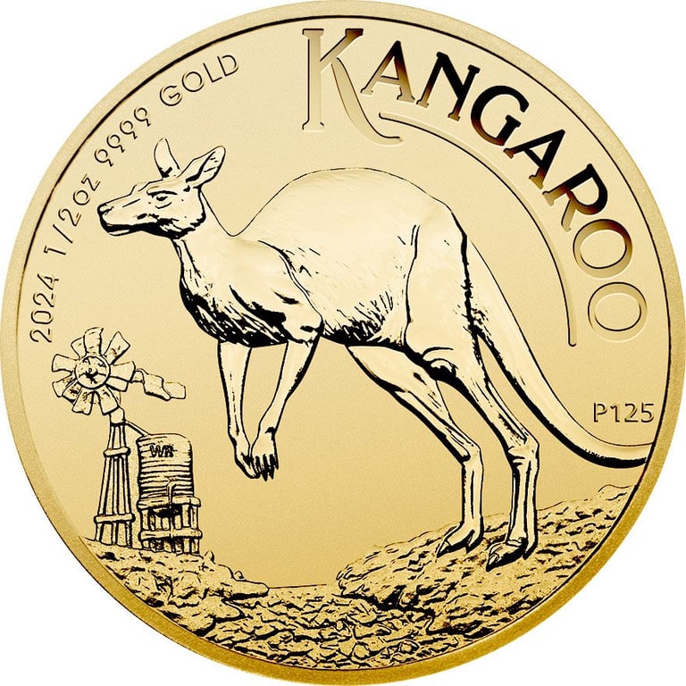 Front of the Gold Kangaroo 1/2 oz - 2024