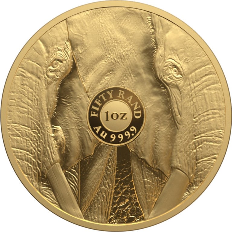 Back of the Gold Elephant 1 oz PF - Big Five Series III - 2024