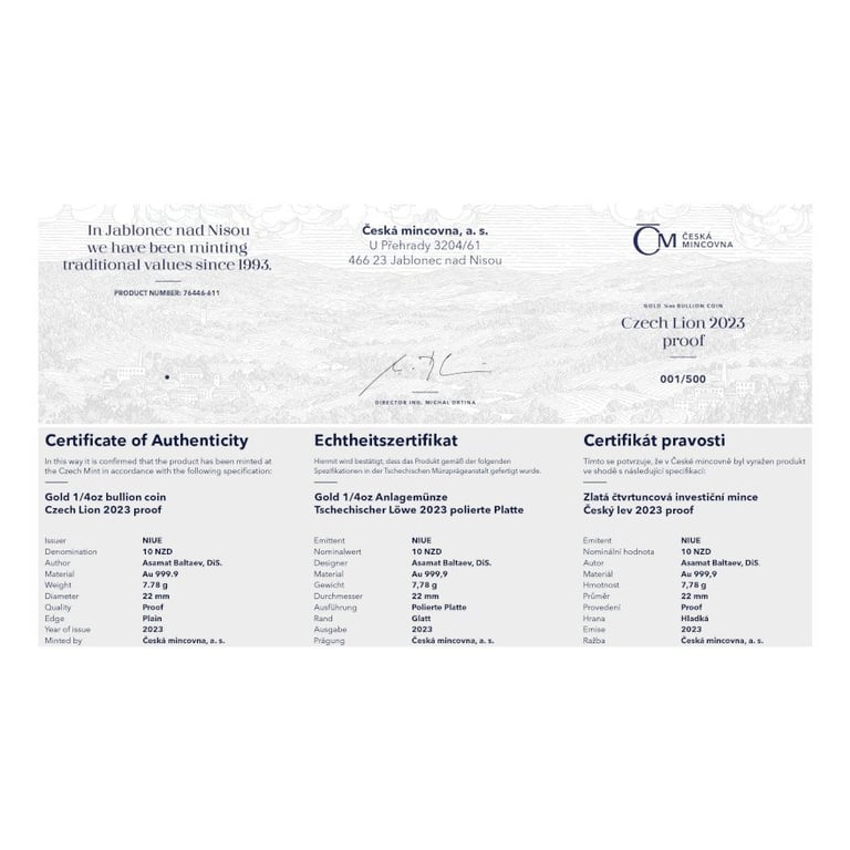 Certificate of authenticity