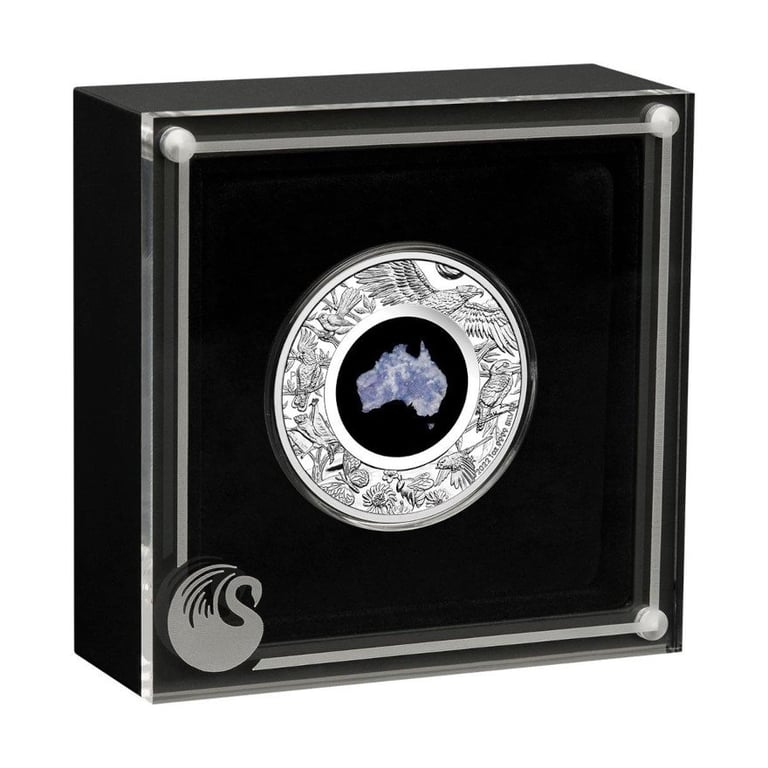 Silver Lepidolite Coin - Great Southern Land 1 oz PF in the original coin case