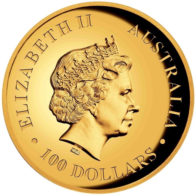 Back of the Gold Kangaroo 1 oz PF - High Relief 2018