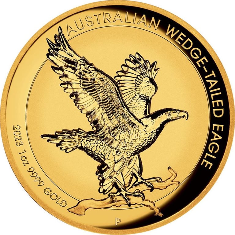 Front of the Gold Wedge Tailed Eagle 1 oz PF - Incused Relief 2023