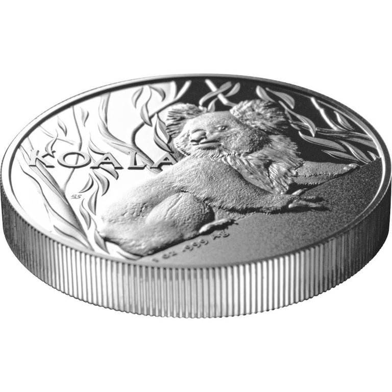 Side view of the Silver Koala 1 oz PF - High Relief - RAM 1st Edition