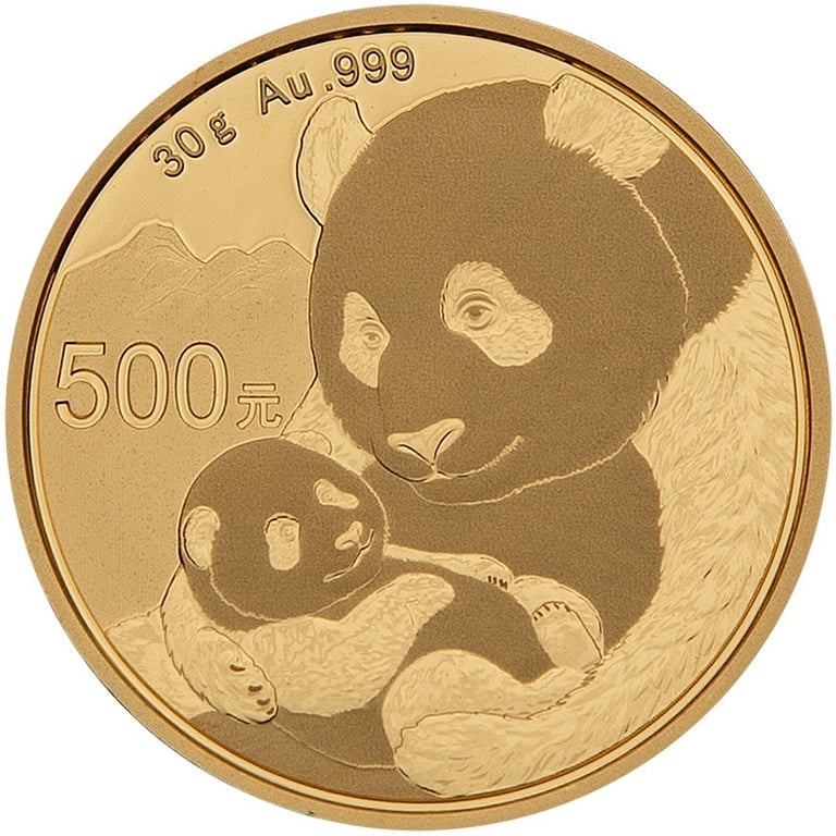 Front of the Gold China Panda 30 g - 2019