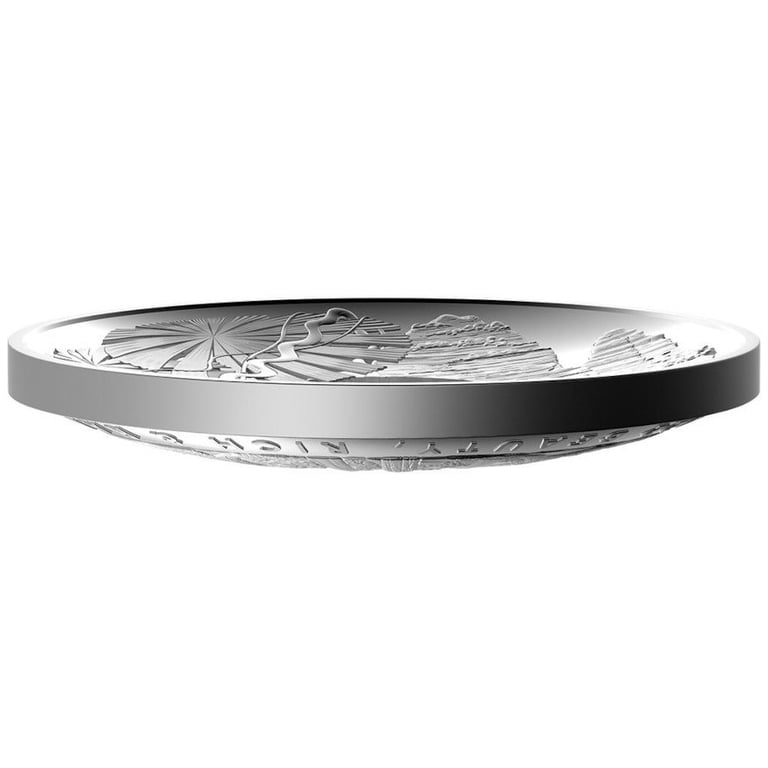 Side view of the Silver Daintree Rainforest 1 oz PF - domed coinage 2022