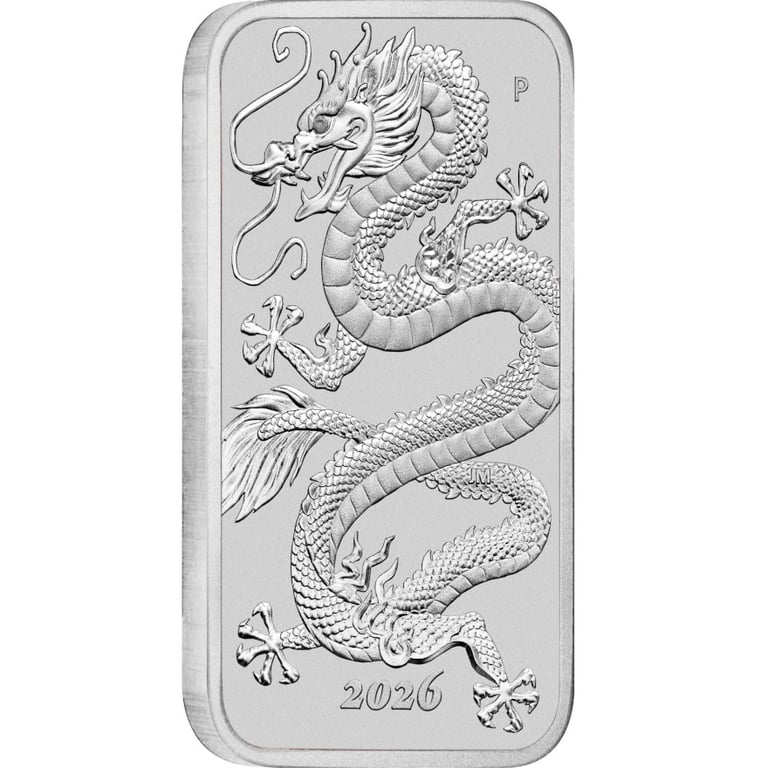 Side view of Silver Dragon Rectangle 1 oz - 2026