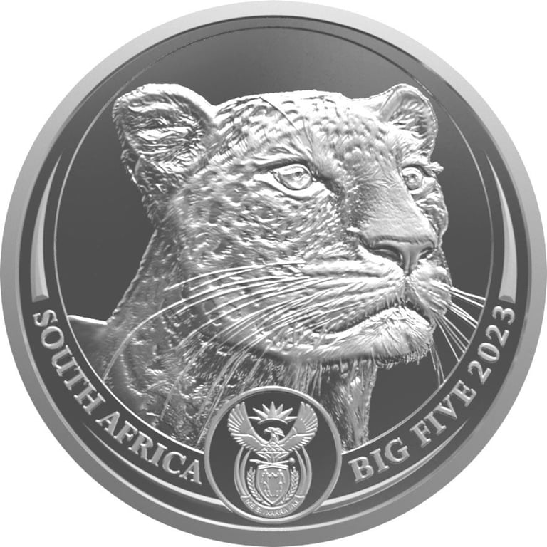 Front of the Silver Leopard 5 oz - Big Five Series II - 2023