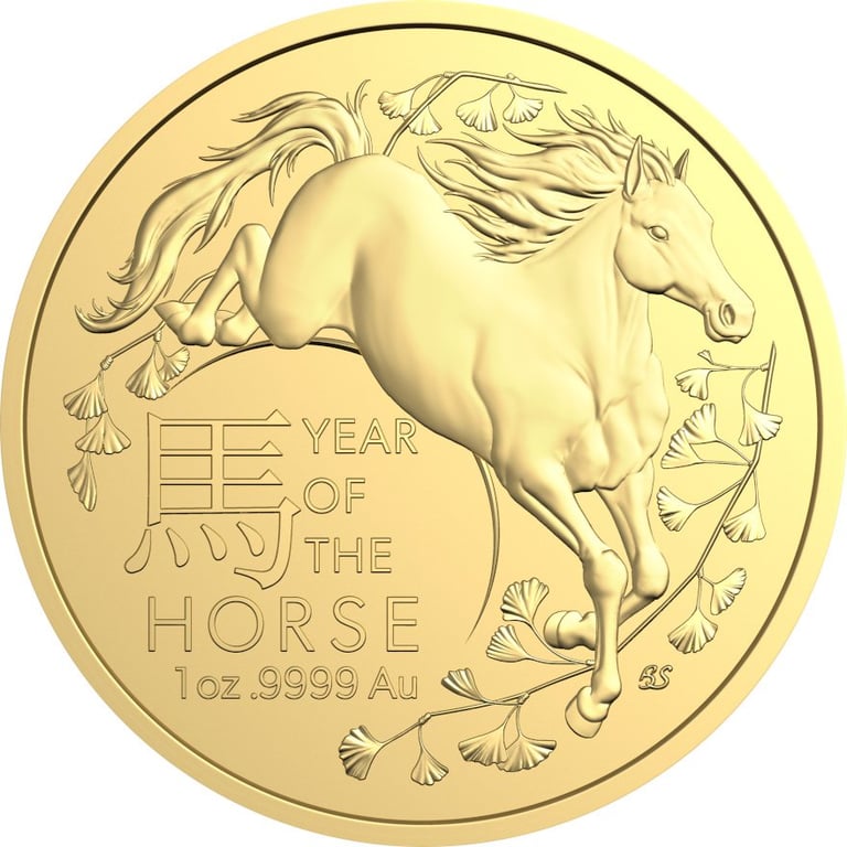 Front of the Gold Lunar Horse 1 oz - RAM 2026