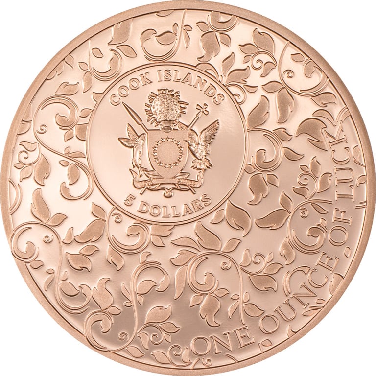Back of Silver Lucky Clover 1 oz PF - Rose Gold Gilded 2027