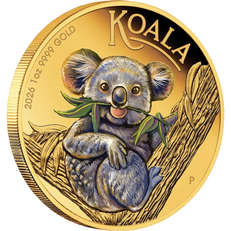 Side view of Gold Koala 1 oz PF - colored 2026